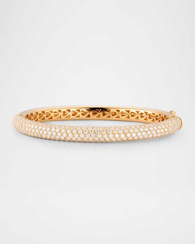 18K Yellow Gold Thin Pavé Diamond Bangle